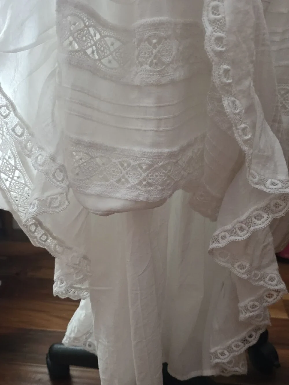Abercrombie & Fitch White Tube Top Maxi Dress with Eyelet Ruffle Hem